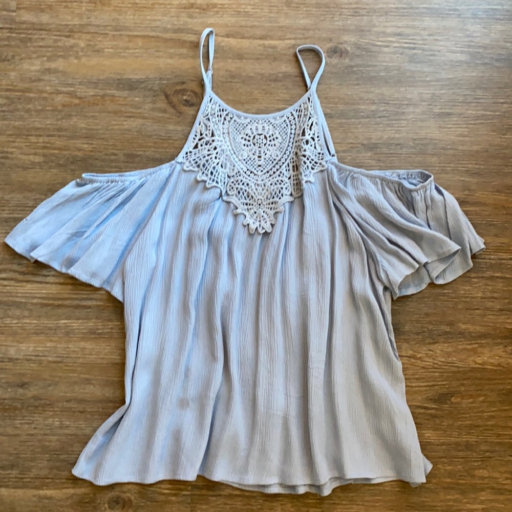 Macrame high neck top